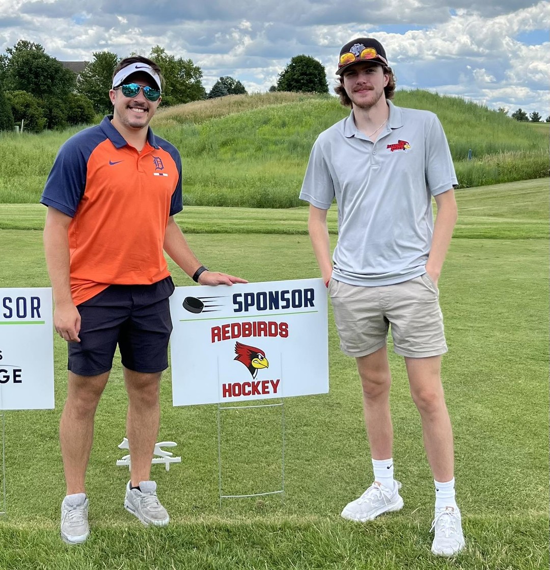 Coach Fazio and Brennan Mitchell supporting Bloomington Youth Hockey at the annual golf outing.  #hereforgood